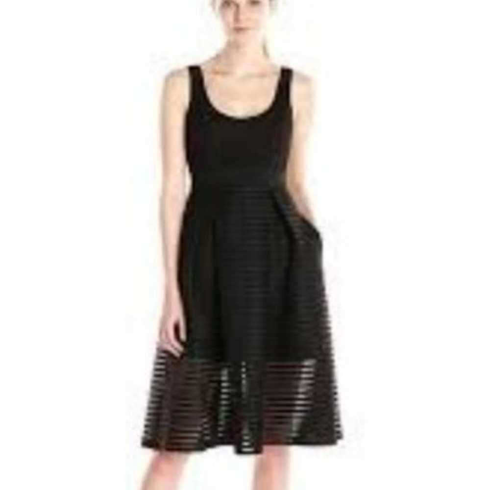 NWT NY&CO Black Fit & Flare Dress 6P